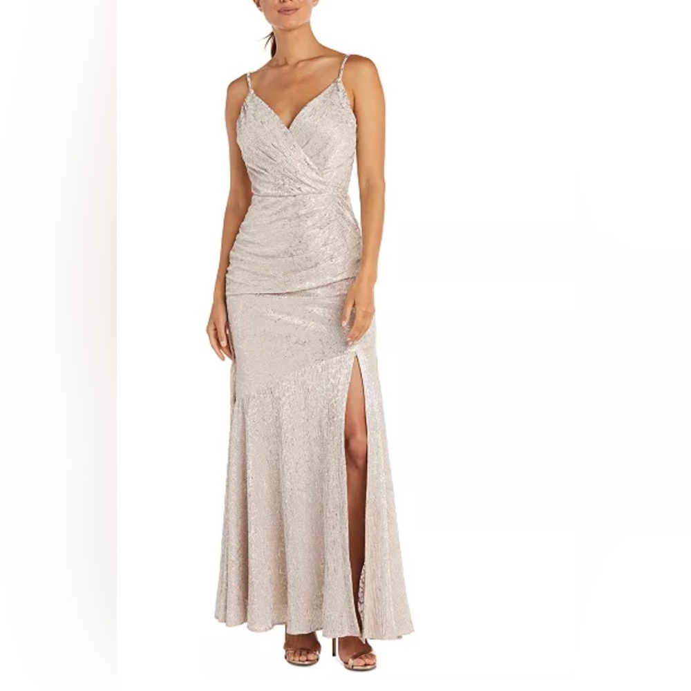 Night Way Collections Shimmering Cream Maxi Dress 12